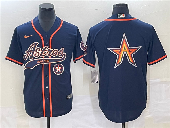 Houston Astros Navy Team Big Logo With Patch Cool Base Stitched Jersey - Zenithce