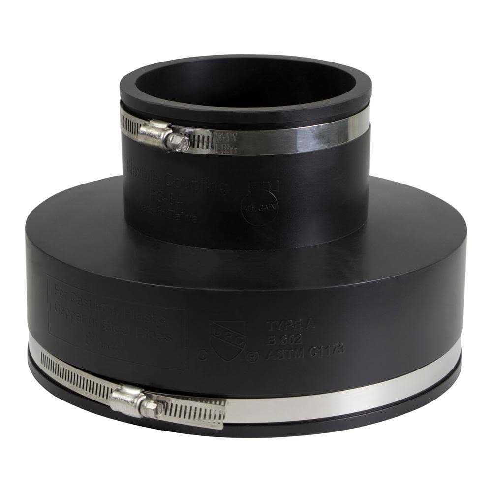 The Plumber’s Choice 4 in. PVC Flexible Reducing Coupling with Stainless Steel Clamps - Zenithce