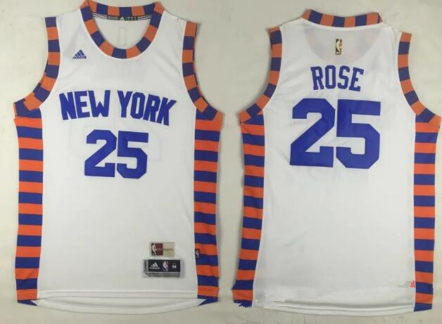 New York Knicks #25 Derrick Rose New White Stitched Adidas Revolution 30 Swingman Jersey - Zenithce