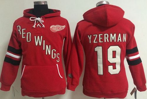 Detroit Red Wings #19 Steve Yzerman Red Women's Old Time Heidi NHL Hoodie - Zenithce
