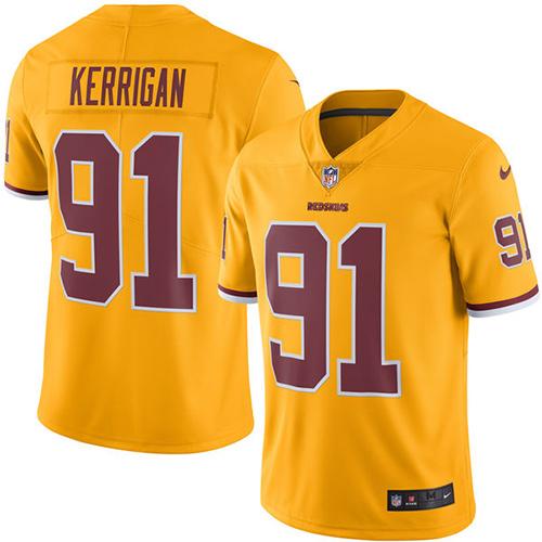 Redskins #91 Ryan Kerrigan Gold Stitched Limited Rush Nike Jersey - Zenithce