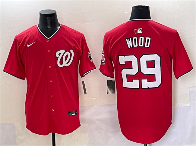 Washington Nationals #29 James Wood Red Limited Stitched Jersey - Zenithce