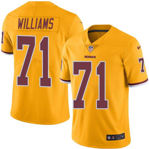 Redskins #71 Trent Williams Gold Stitched Limited Rush Nike Jersey - Zenithce