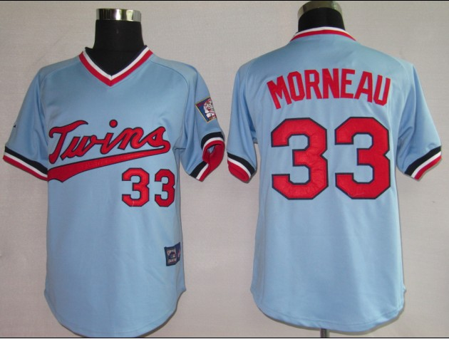 Twins #33 Justin Morneau Light Blue Cooperstown Throwback Stitched Jersey - Zenithce