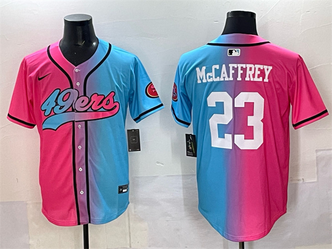 San Francisco 49ers #23 Christian McCaffrey Pink Blue Limited Stitched Jersey - Zenithce