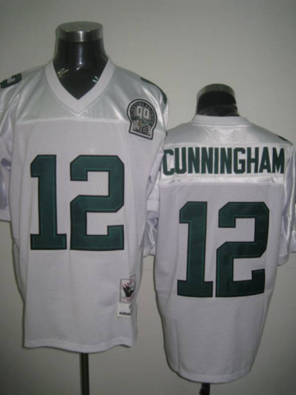 Mitchell Ness Eagles #12 Randall Cunningham White Stitched Throwback Jersey - Zenithce