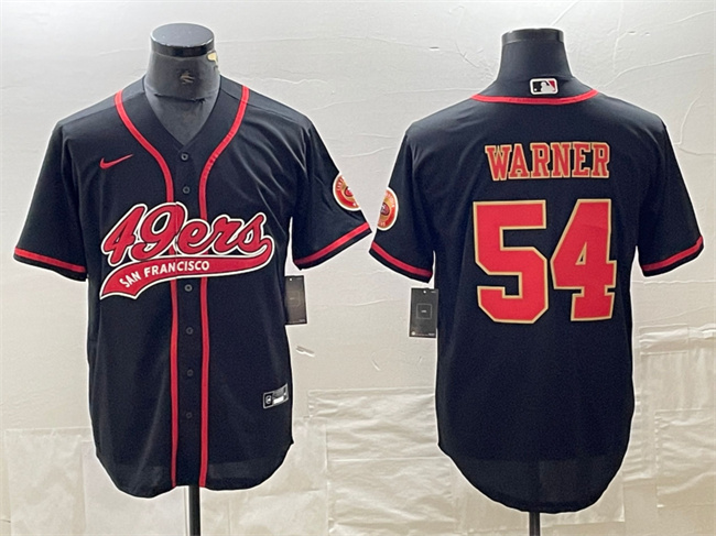 San Francisco 49ers #54 Fred Warner Black With Patch Cool Base Stitched Jersey - Zenithce