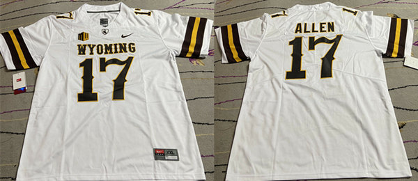 Buffalo Bills #17 Josh Allen White Wyoming Stitched Jersey - Zenithce
