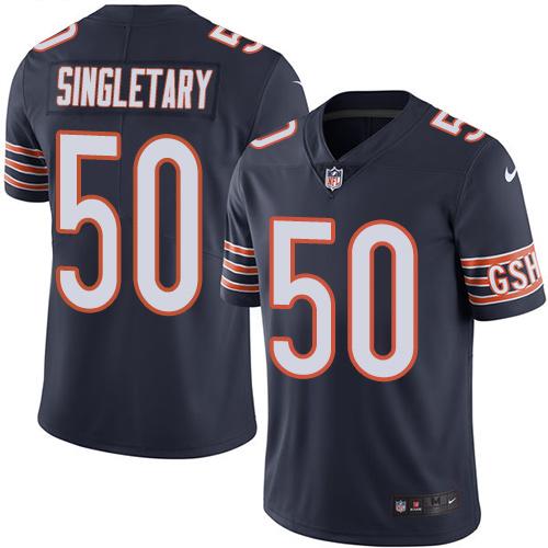 Bears #50 Mike Singletary Navy Blue Stitched Limited Rush Nike Jersey - Zenithce