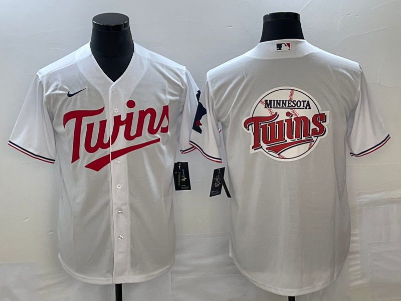 Minnesota Twins White Team Big Logo Cool Base Stitched Jersey - Zenithce