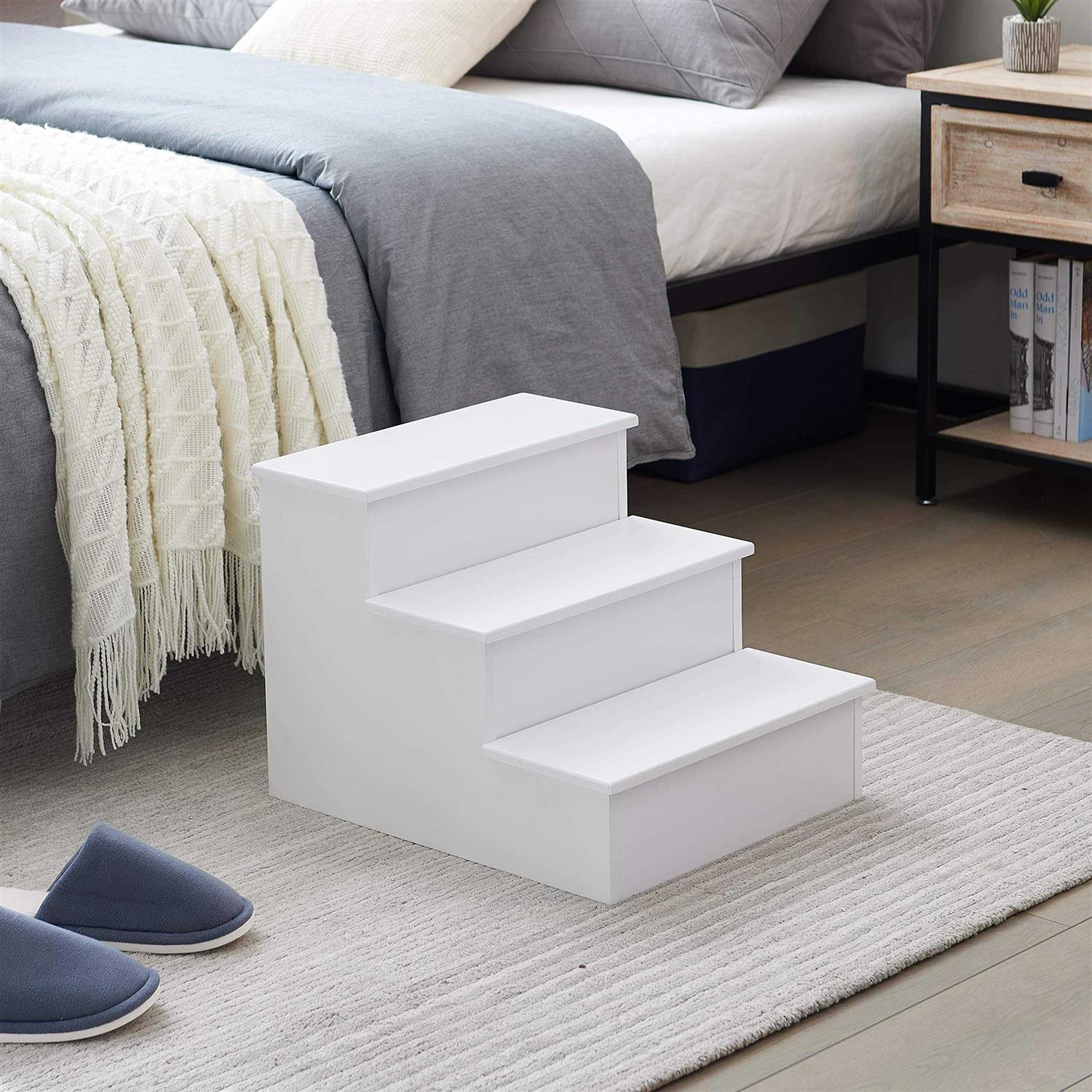 Kings Brand Furniture Darien 3 Step Wood Step Stool for Adults or Kids - Zenithce