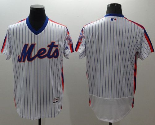 Mets Blank White(Blue Strip) Flexbase Authentic Collection Alternate Stitched Jersey - Zenithce