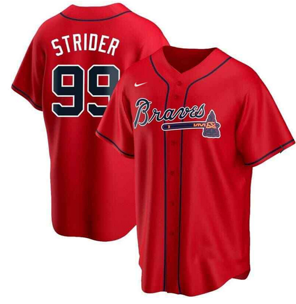 Atlanta Braves #99 Spencer Strider Red Cool Base Stitched Jersey - Zenithce