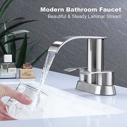 Ultimate Unicorn Waterfall Bathroom Sink Faucet Two Handles Bathroom Faucet with Metal Pop up Sink Drain Stopper, Two Holes Or 3 Holes Bathroom Basin - Zenithce