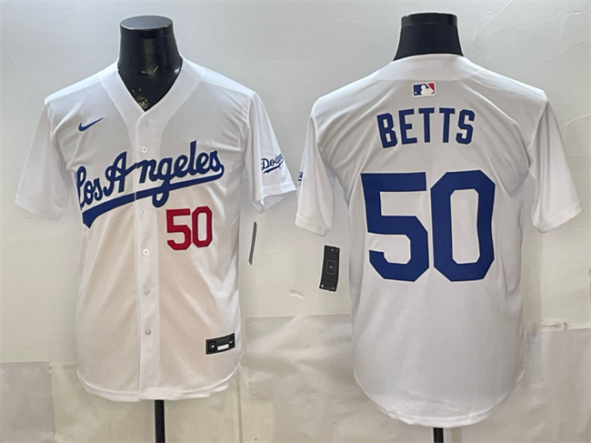 Los Angeles Dodgers #50 Mookie Betts White Alternate Stadium Stitched Jersey - Zenithce