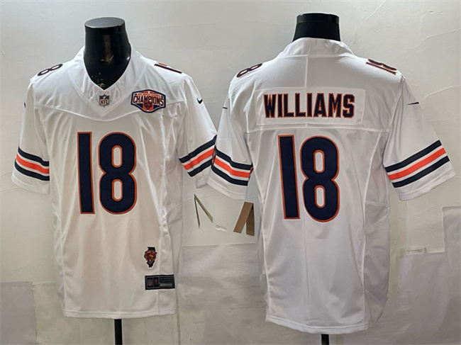 Chicago Bears #18 Caleb Williams White F.U.S.E. 2025 NFC North Division Champions Illinois Patch Stitched Jersey - Zenithce