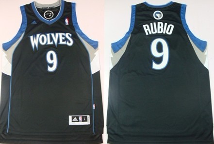 Minnesota Timberwolves #9 Ricky Rubio Revolution 30 Swingman Black Jersey - Zenithce