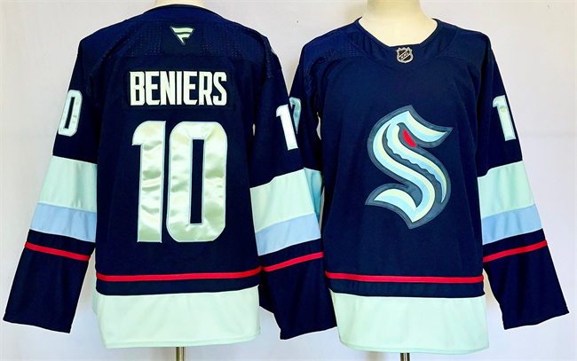 Seattle Kraken #10 Matty Beniers Navy 2024-25 Home Stitched Jersey - Zenithce