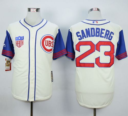 Cubs #23 Ryne Sandberg Cream Blue 1942 Turn Back The Clock Stitched Jersey - Zenithce