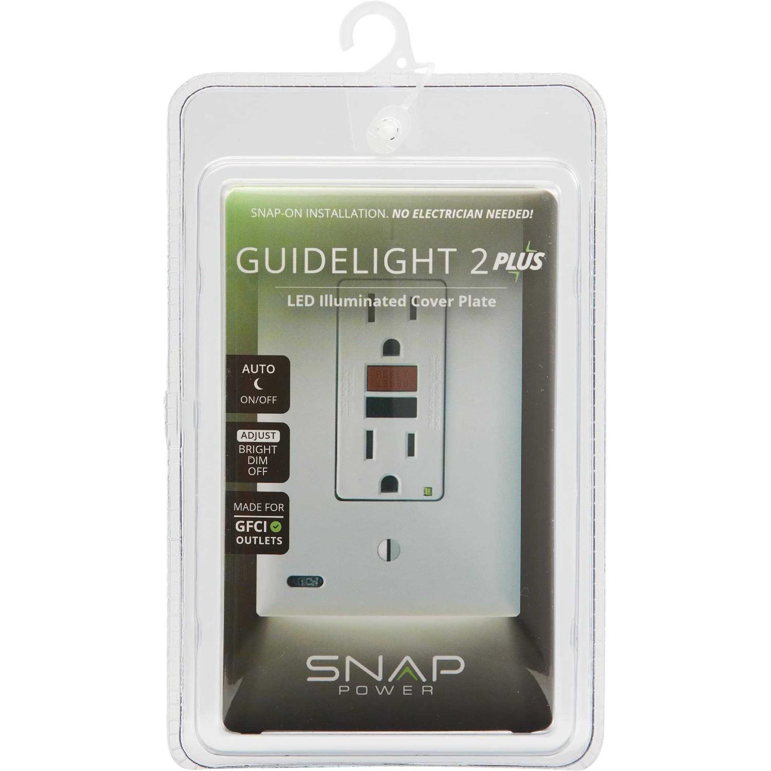 SnapPower GuideLight 2 PLUS Outlet Wall Plate White - Zenithce