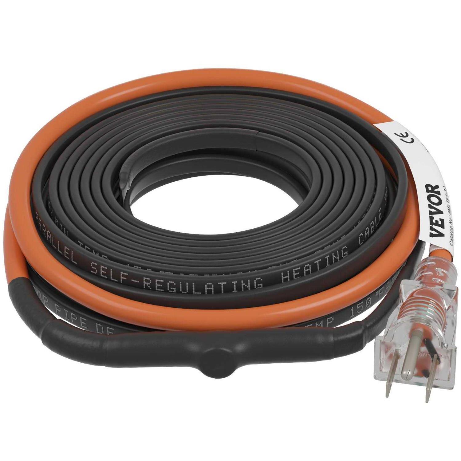 VEVOR Self-Regulating Pipe Heating Cable 5W/ft Heat Tape for Pipes Freeze Protection, Protects PVC Hose, Metal and Plastic Pipe from - Zenithce