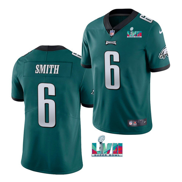 Philadelphia Eagles #6 DeVonta Smith Green Super Bowl LVII Patch Vapor Untouchable Limited Stitched Jersey - Zenithce