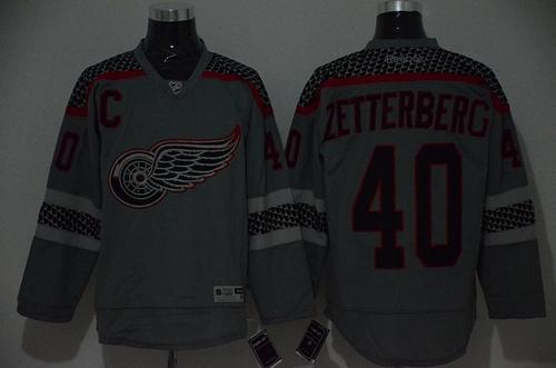 Red Wings #40 Henrik Zetterberg Charcoal Cross Check Fashion Stitched Jersey - Zenithce