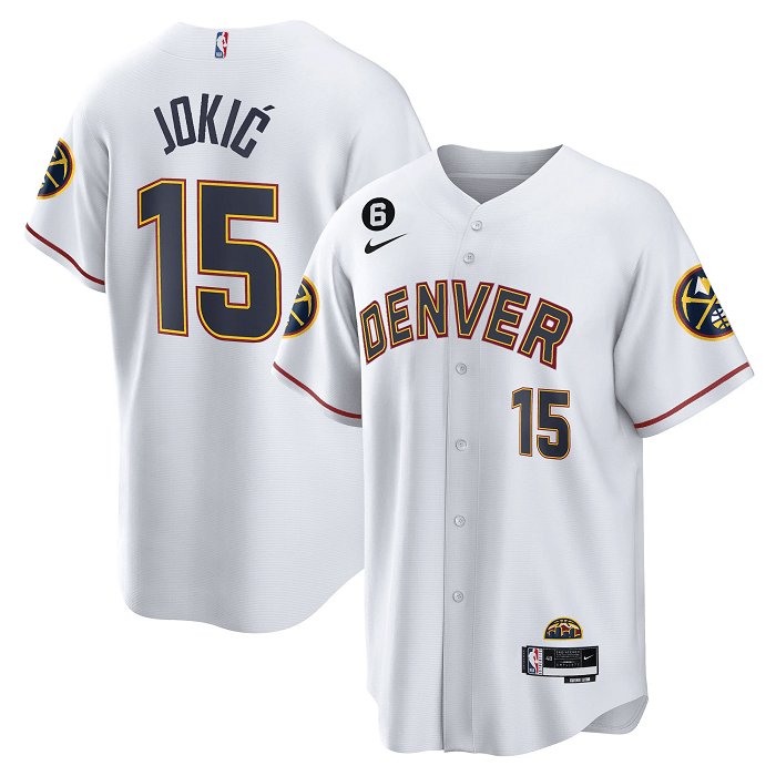 Denver Nuggets #15 Nikola Jokic White With No.6 Patch Cool Base Stitched Jersey - Zenithce