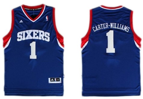 Philadelphia 76ers #1 Michael Carter -Williams Revolution 30 Swingman Blue Jersey - Zenithce