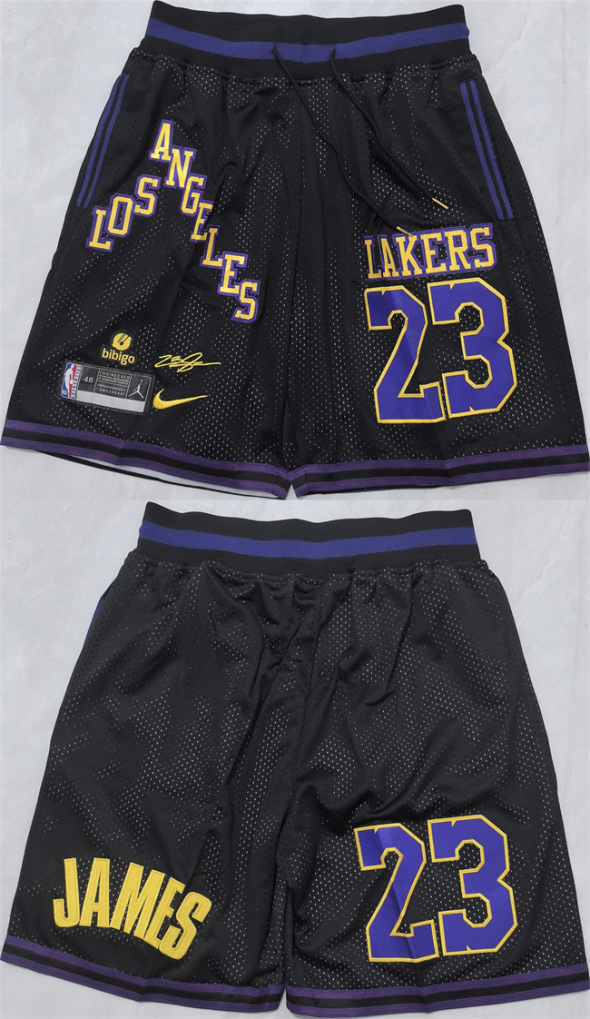 Los Angeles Lakers #23 LeBron James Black 2025 Shorts (Run Small) - Zenithce
