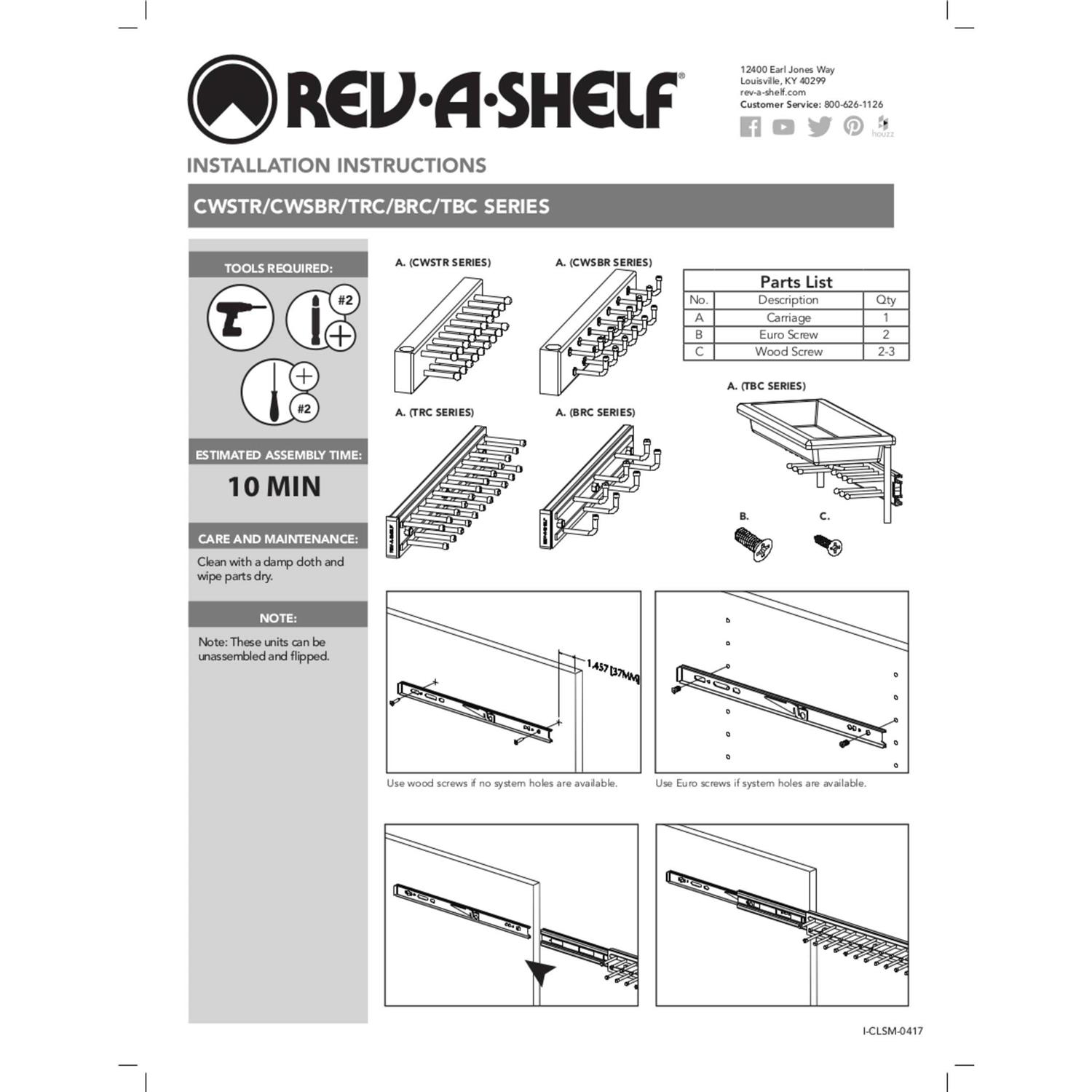 Rev-a-shelf Pair of Soft-Close Front Tip-Out Tray Hinges LD-0220-50sc - Zenithce