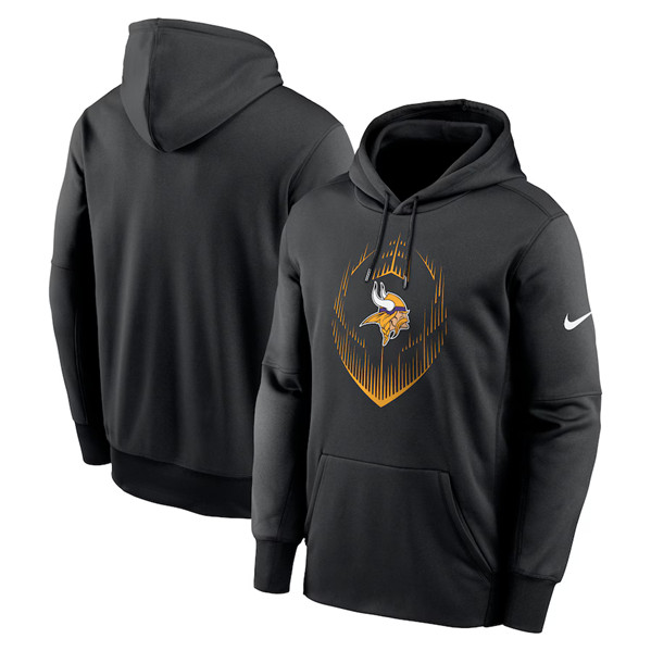 Minnesota Vikings Black Icon Performance Pullover Hoodie - Zenithce