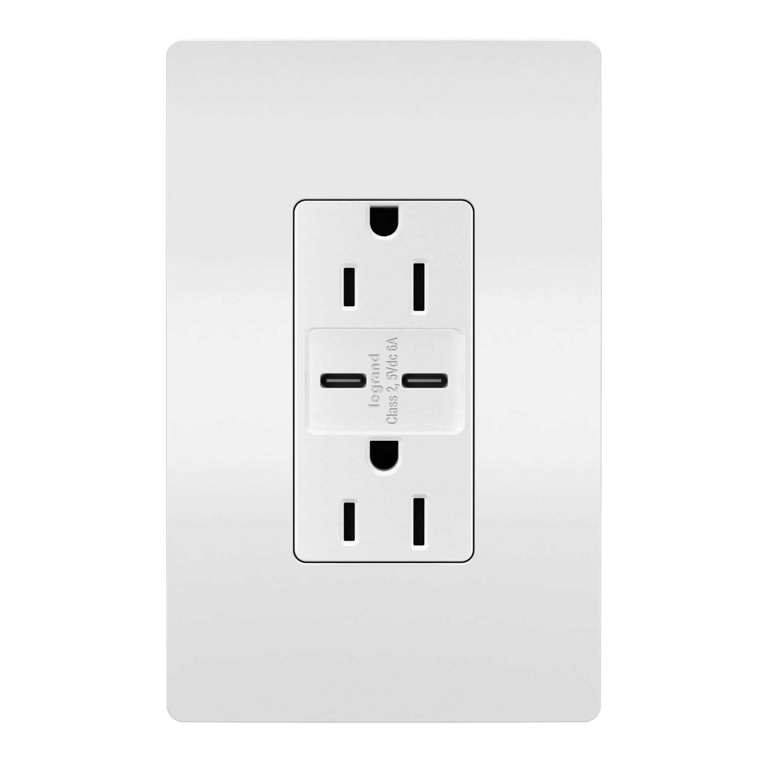 Legrand R26USBAC6BK Radiant – 15A Tamper-Resistant Ultra-Fast USB Type-A/C Outlet Receptacle-Black Finish - Zenithce