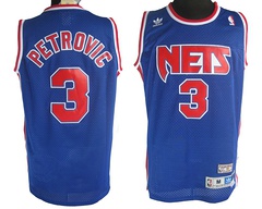 New Jersey Nets #3 Drazen Petrovic Blue Swingman Throwback Jersey - Zenithce