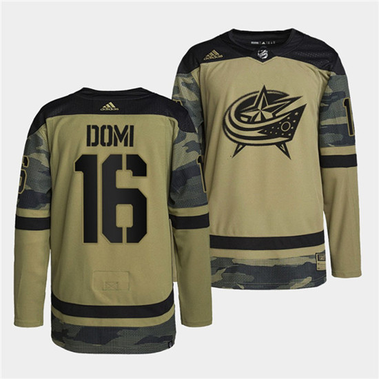 Columbus Blue Jackets #16 Max Domi 2022 Camo Military Appreciation Night Stitched Jersey - Zenithce