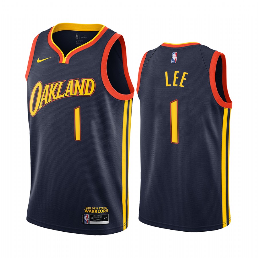Warriors #1 Damion Lee Navy Swingman 2020-21 City Edition Jersey - Zenithce