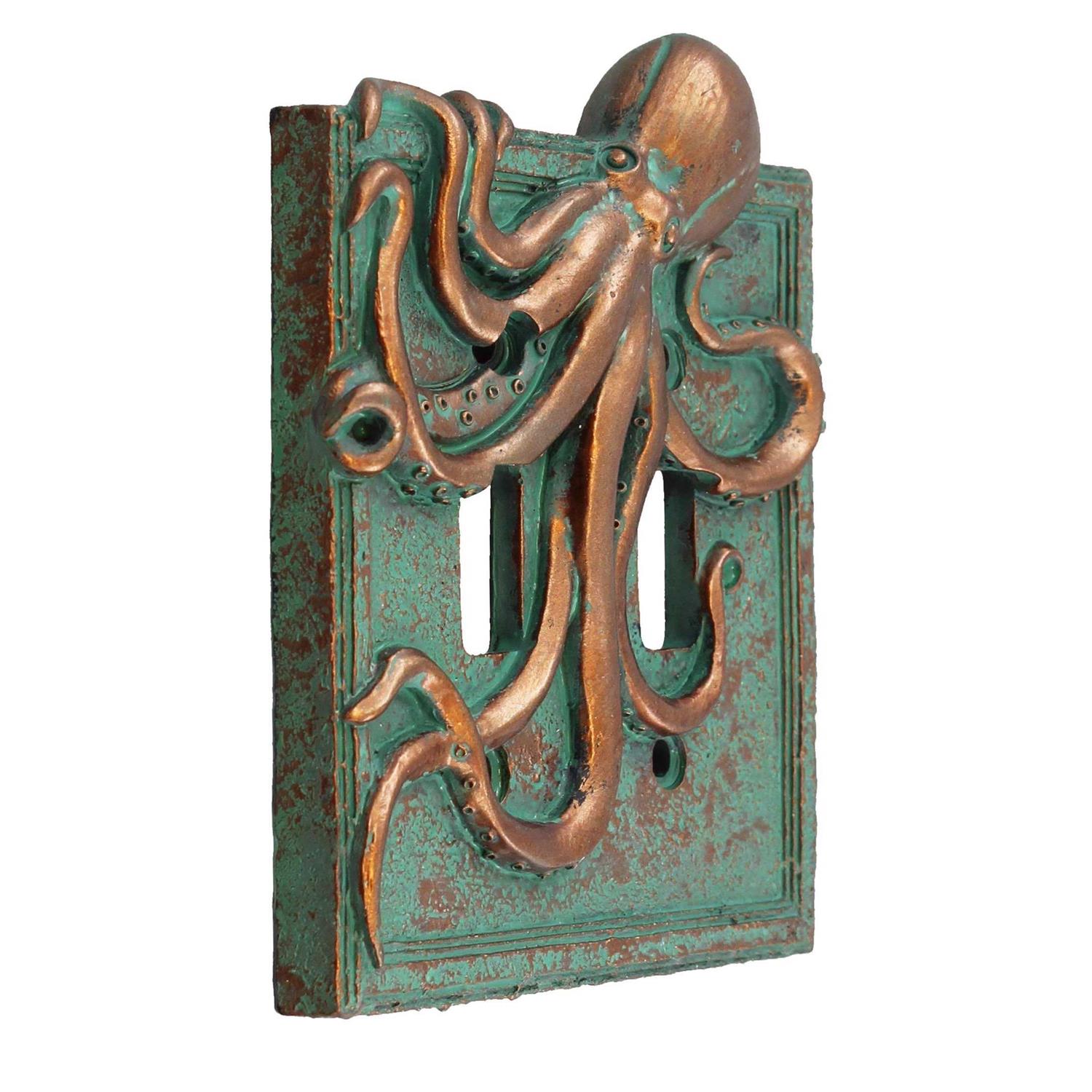 Top Brass Large Octopus/Kraken Electrical Cover Wall Plate Bronze/Verdigris Finish - Zenithce