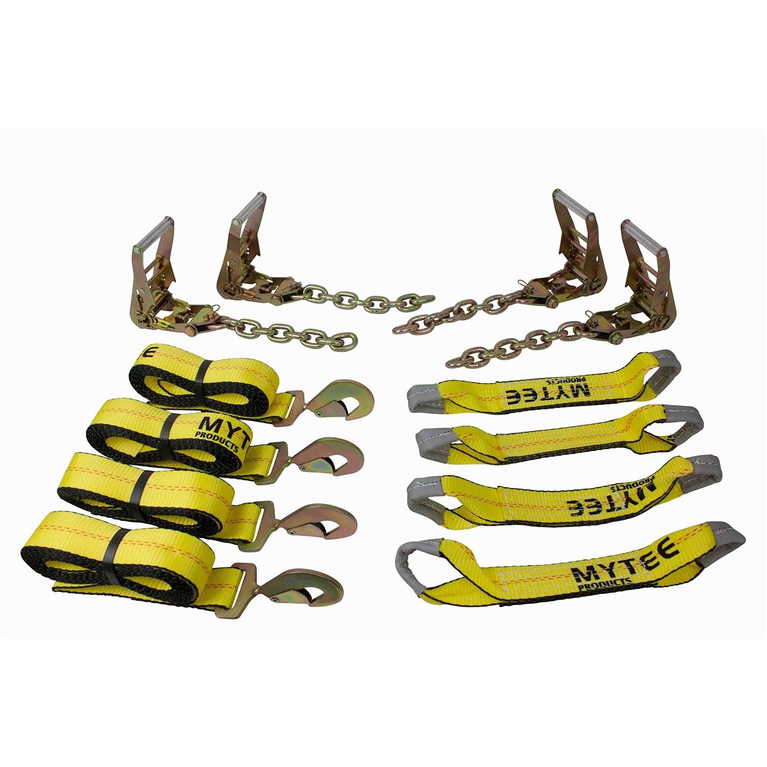 Mytee Products 8 Point Roll Back Vehicle Tie Down Kit with Chain Extension on Both Ends - Zenithce