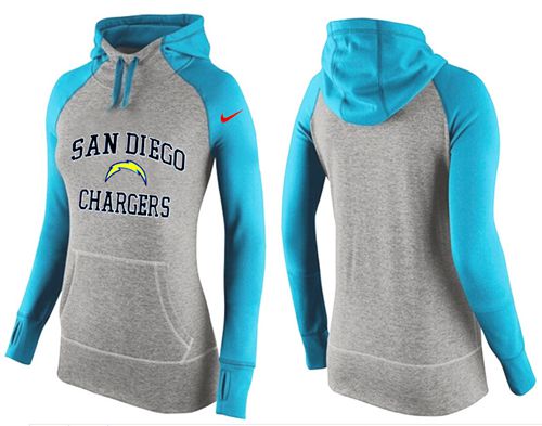 Women's Nike San Diego Chargers Performance Hoodie Grey   Light Blue - Zenithce