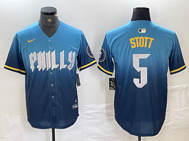 Philadelphia Phillies #5 Bryson Stott Blue 2024 City Connect Limited Stitched Jersey - Zenithce