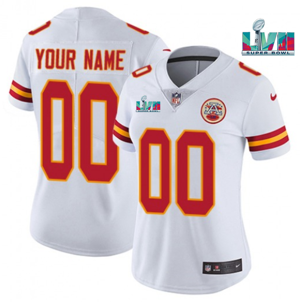 Women's Kansas City Chiefs Active Player Custom White Super Bowl LVII Patch Vapor Stitched Jersey(Run Small) - Zenithce