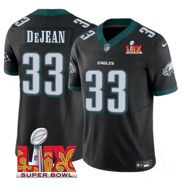 Philadelphia Eagles #33 Cooper DeJean Black 2025 Super Bowl LIX Patch Vapor Untouchable Limited Stitched Jersey - Zenithce