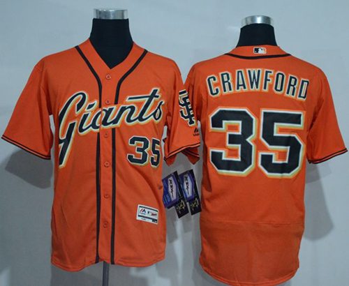 Giants #35 Brandon Crawford Orange Flexbase Authentic Collection Stitched Jerseys - Zenithce