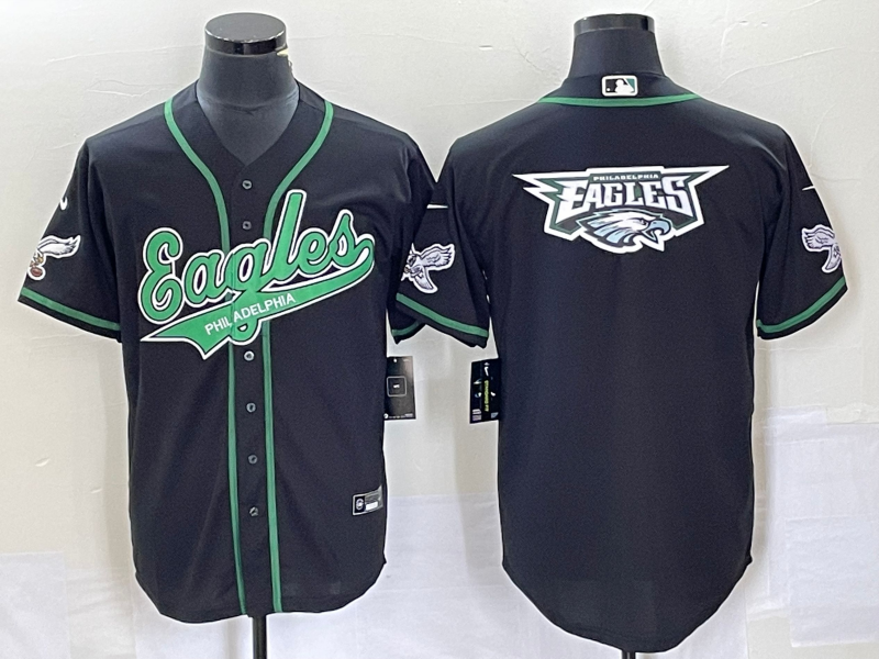Philadelphia Eagles Black Team Big Logo Cool Base Stitched Jersey - Zenithce