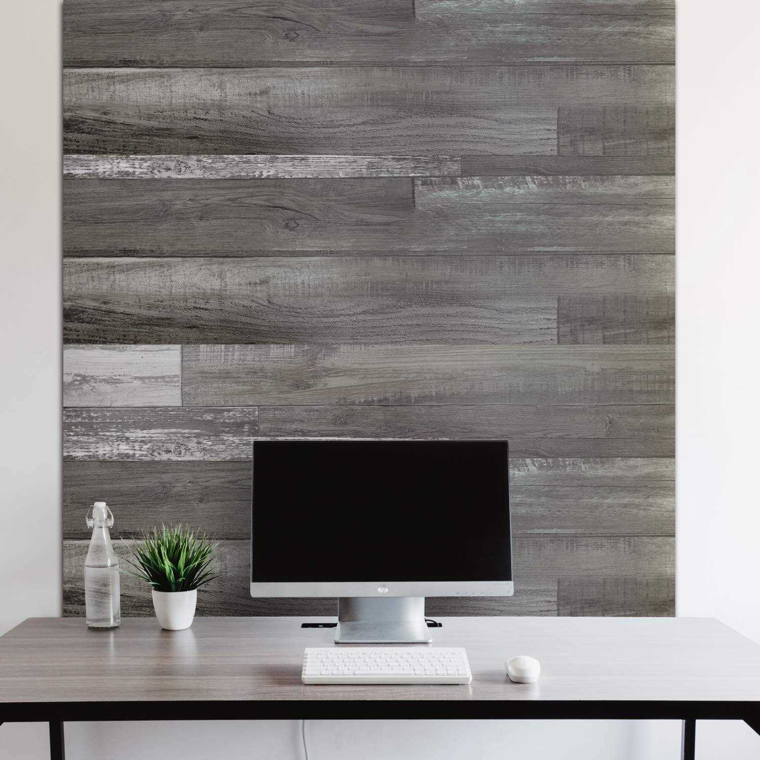 Urban Decor MagicWood Urban Decor Vinyl Wall Panels with Vintage Farmhouse Wood Pattern, Easy Peel and Stick self Adhesive Tiles for Kitchen Island Bedroom Doorways - Zenithce