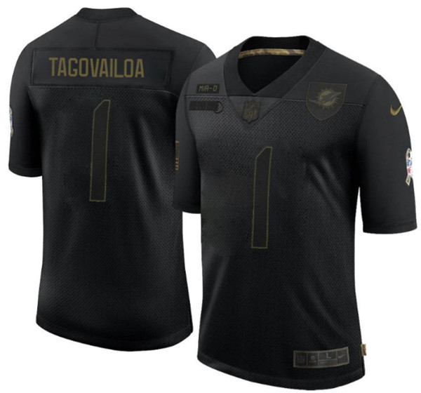 Miami Dolphins #1 Tua Tagovailoa 2020 Black Salute To Service Limited Stitched Jersey - Zenithce