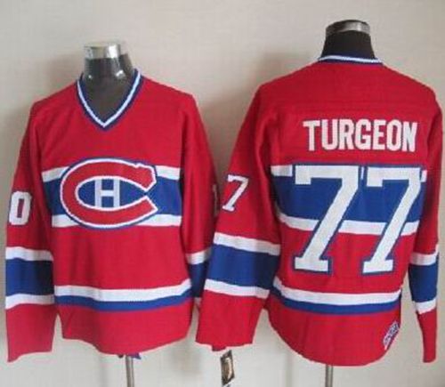 Canadiens #77 Pierre Turgeon Red CCM Throwback Stitched Jersey - Zenithce