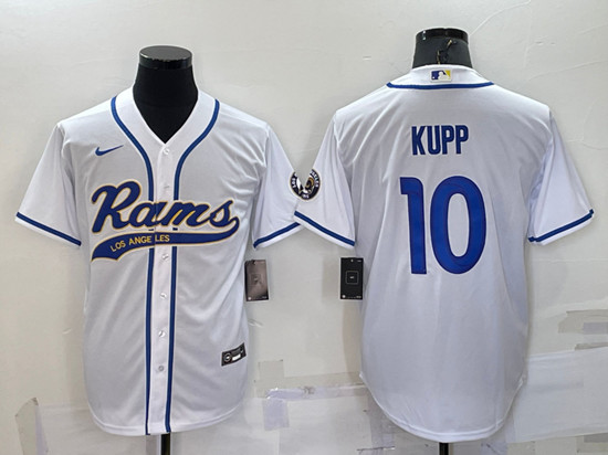Los Angeles Rams #10 Cooper Kupp White With Patch Cool Base Stitched Baseball Jersey - Zenithce