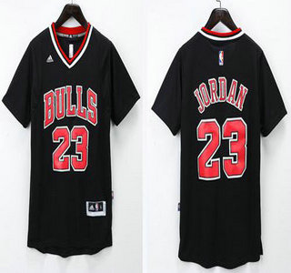 Chicago Bulls #23 Michael Jordan Revolution 30 Swingman 2014 New Black Short-Sleeved Jersey With Bulls Style - Zenithce