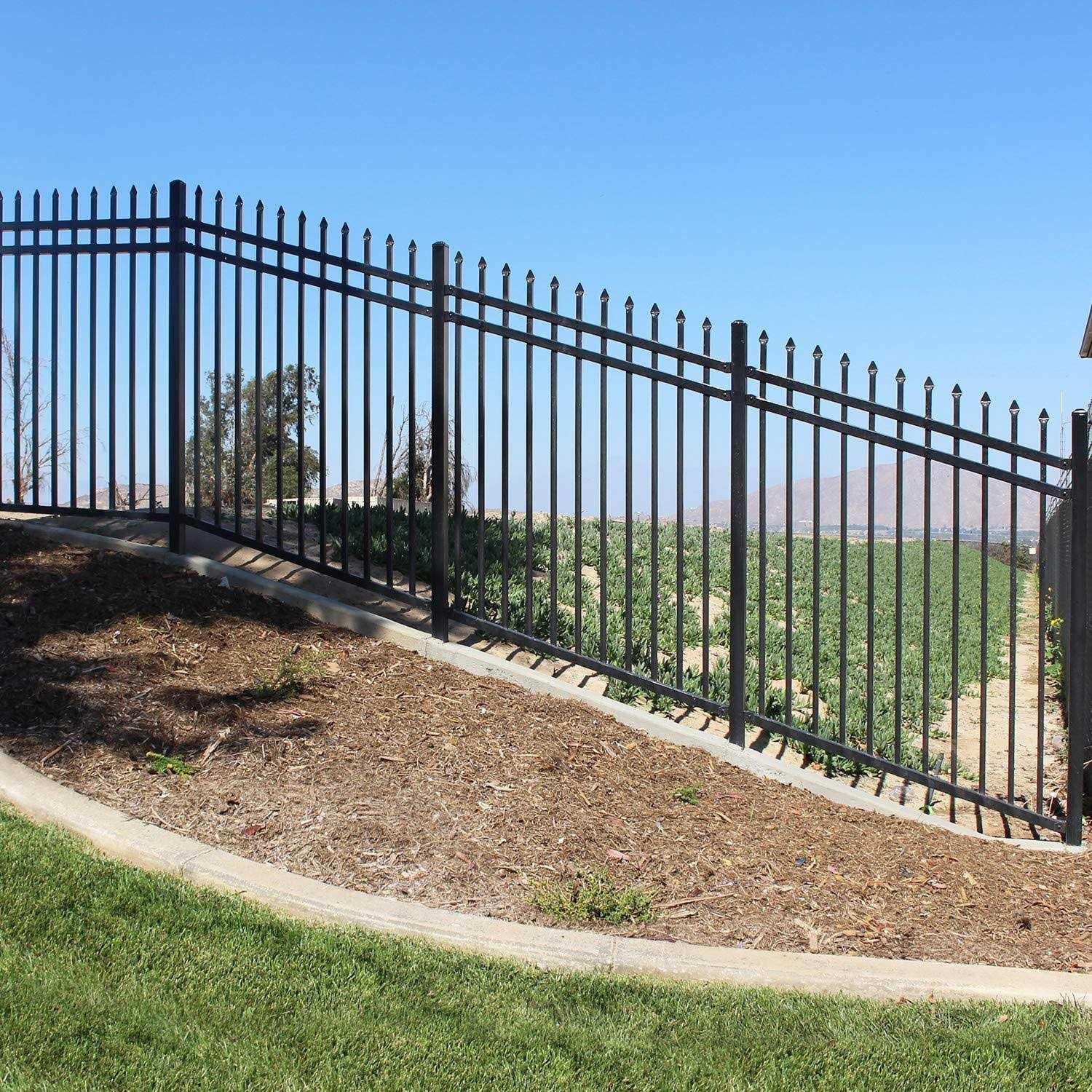 XCEL Black Steel Fence Panel Style Easy Installation Fence Kit Outdoor Fencing for Yard - Zenithce